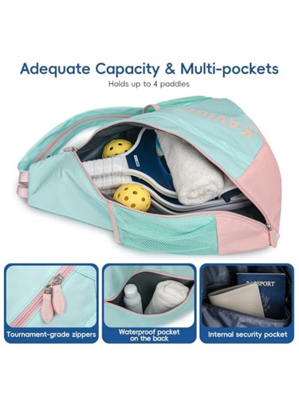 Pickleball Sling Bag Lightweight Convertible Paddle Backpack - Picture 2 of 6